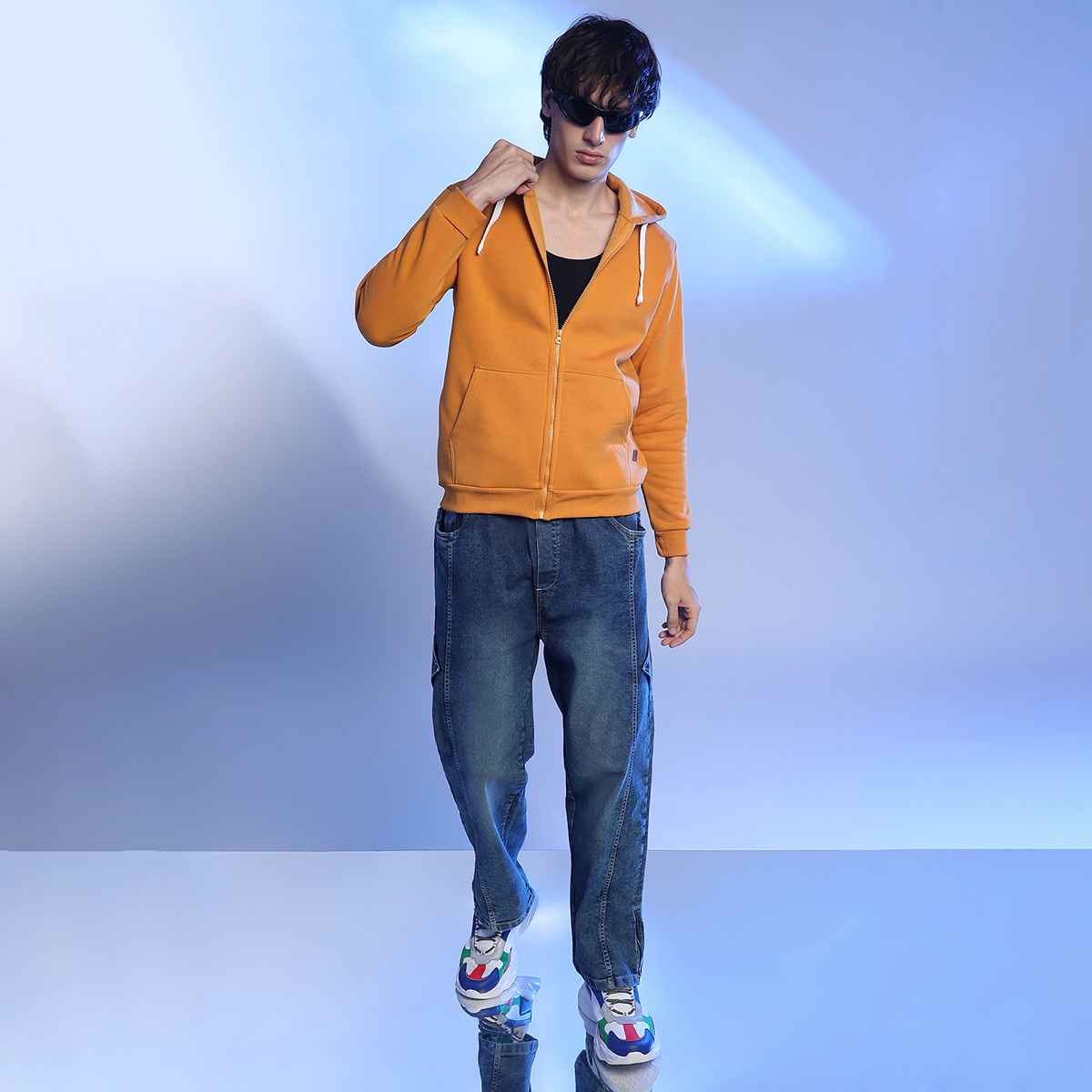 Campus Sutra Men's Hoodie | Mustard - XL