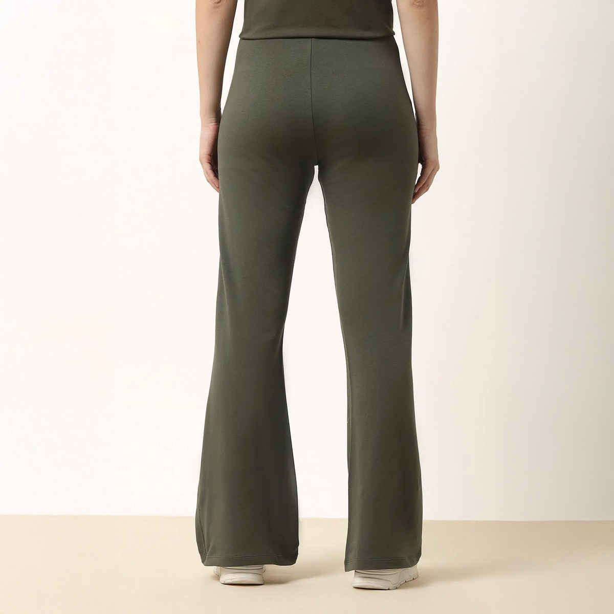 USPA High - Rise Flared Fit Lounge Pants For Women - Olive - XL