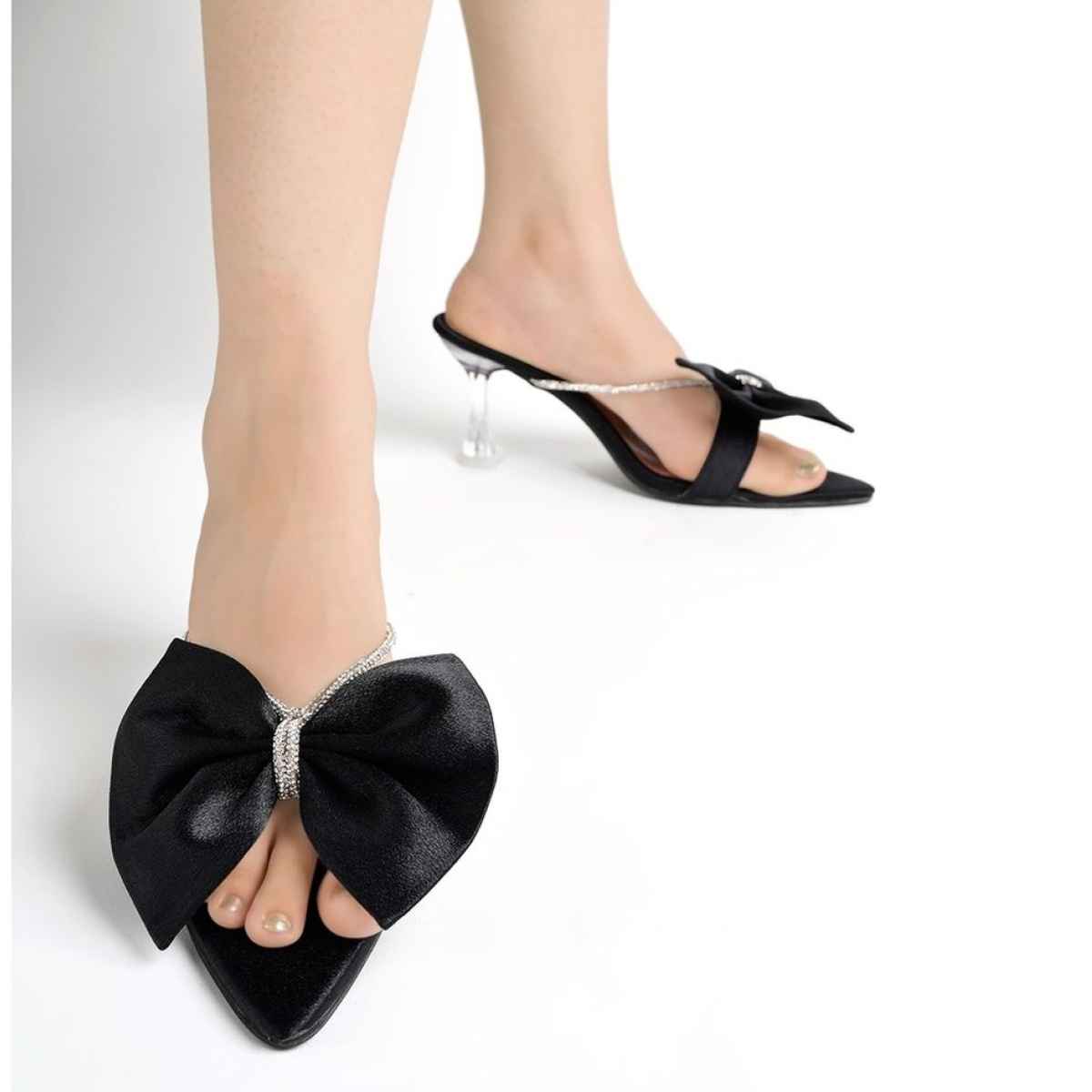 Shoetopia Stylish Western Embellished Black Heels For Women | UK 8