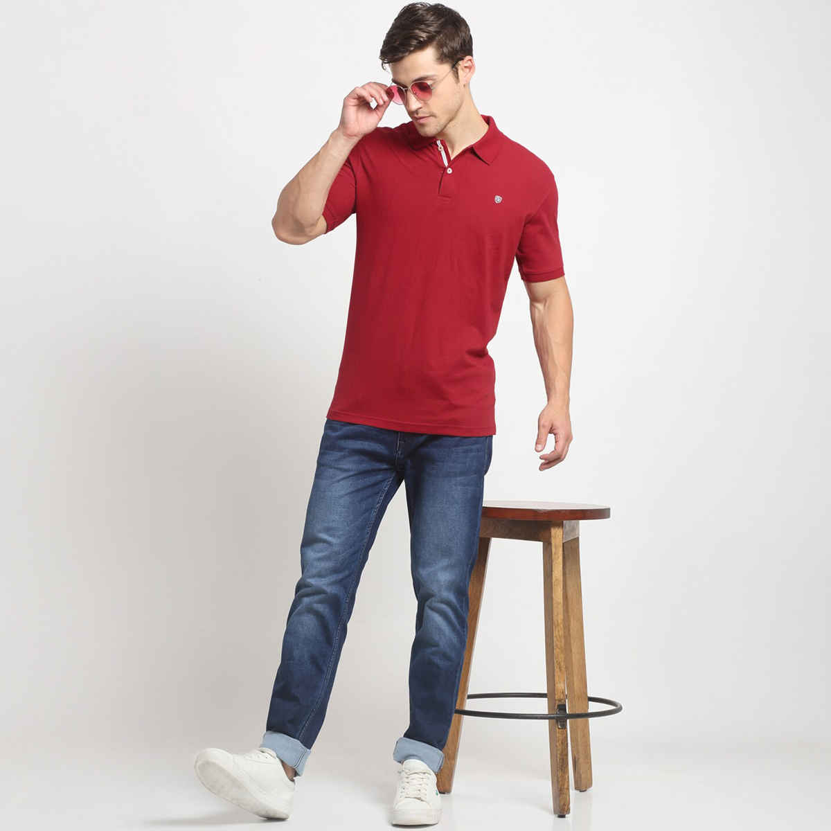 Cantabil Men's Slim Fit Polo Collar T-shirt | Burgundy - 2XL