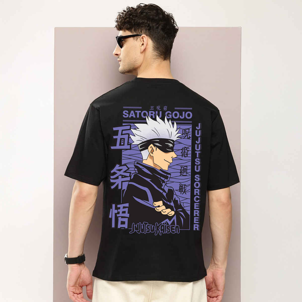 BENNY BROOKS Men's Round Neck half sleeve Oversized T-shirt |AA(ARN)BLACK131 | Black - L