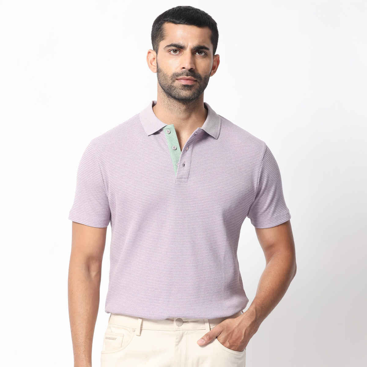 Rare Rabbit Men's Mello Dusky Polo T-shirt | Purple - M