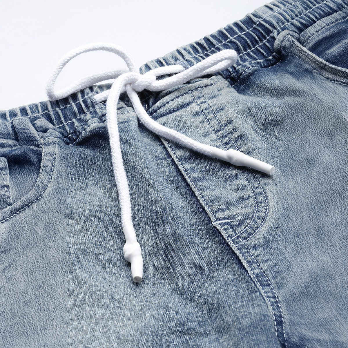 The Indian Garage Co Men's Slim Fit Solid Street Denim Jogger | Light Blue | 34