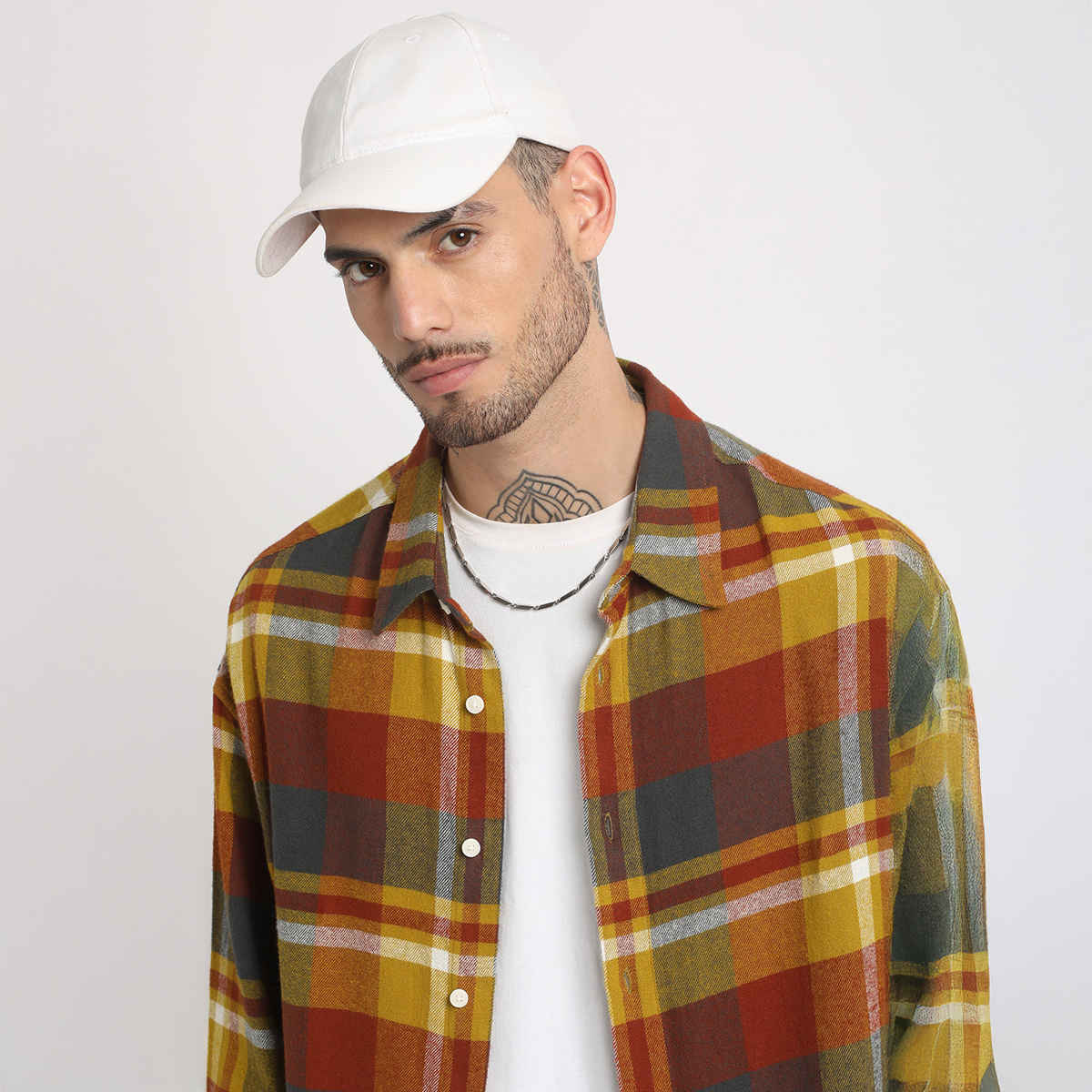 THE BEAR HOUSE Men's Checked Regular Fit Cotton Casual Shirt | TBH-MELA-MC | Multicolour - L