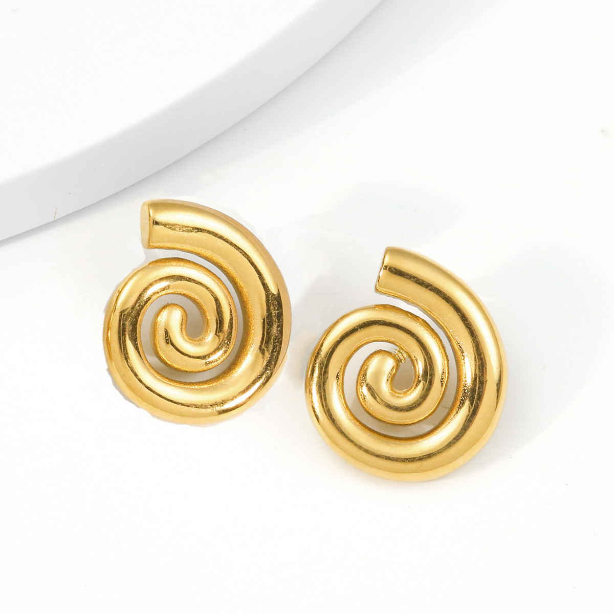 LabelShe Gold Plated Stainless Steel Spiral Chunky Earrings | LS-ERG-57083