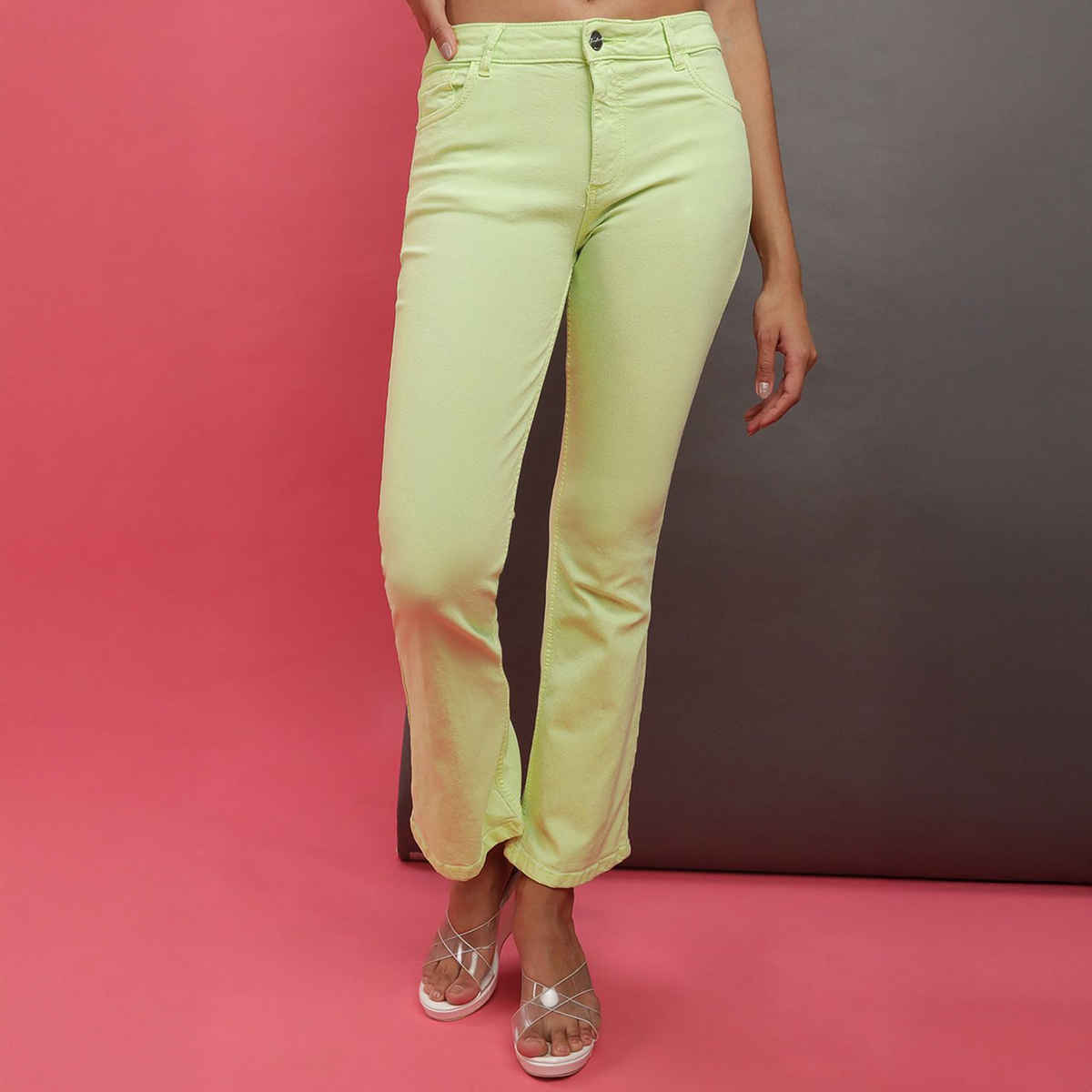 Freehand Women's Overdyed Bootcut Denim Jeans | Green - 28