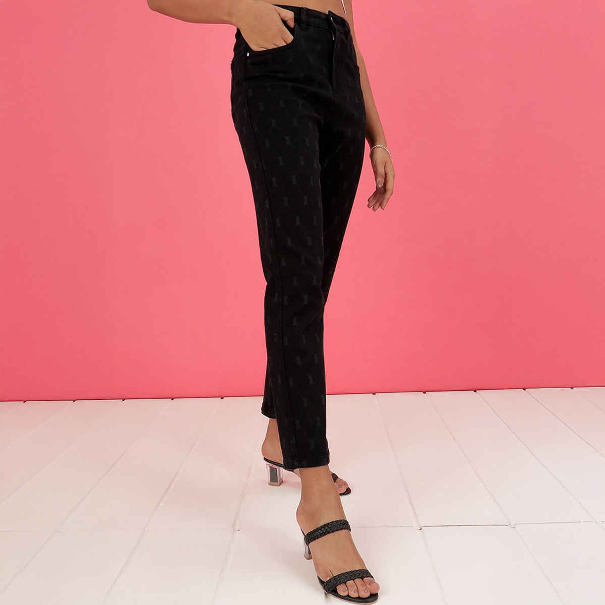 Freehand Women's Laser Straight Fit Denim Jeans | Black - 32