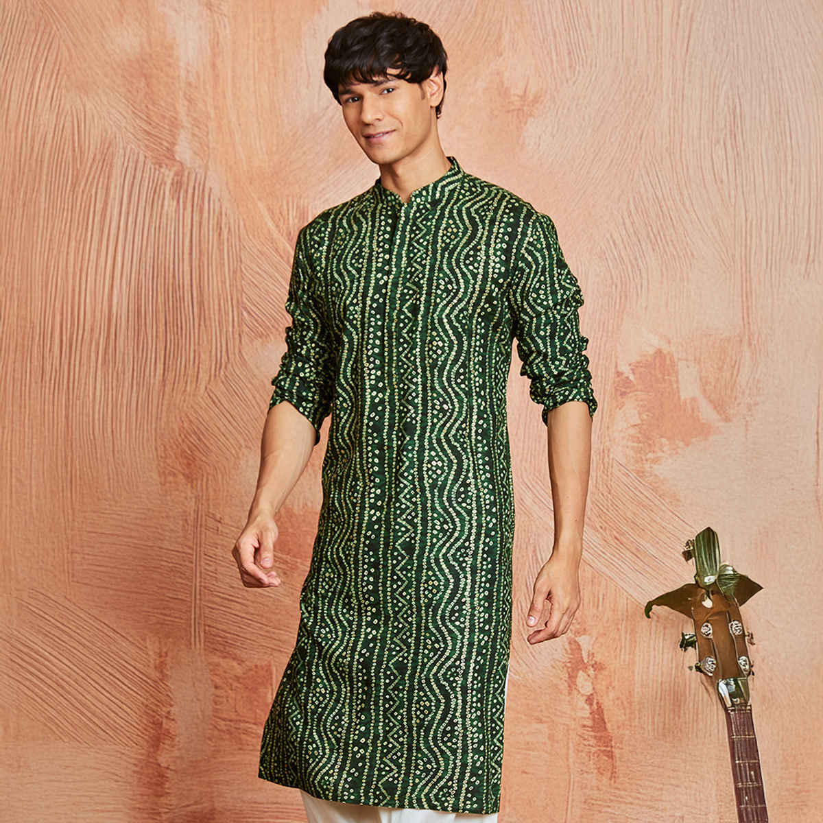 Vastramay Men's Rayon Kurta | Green - L