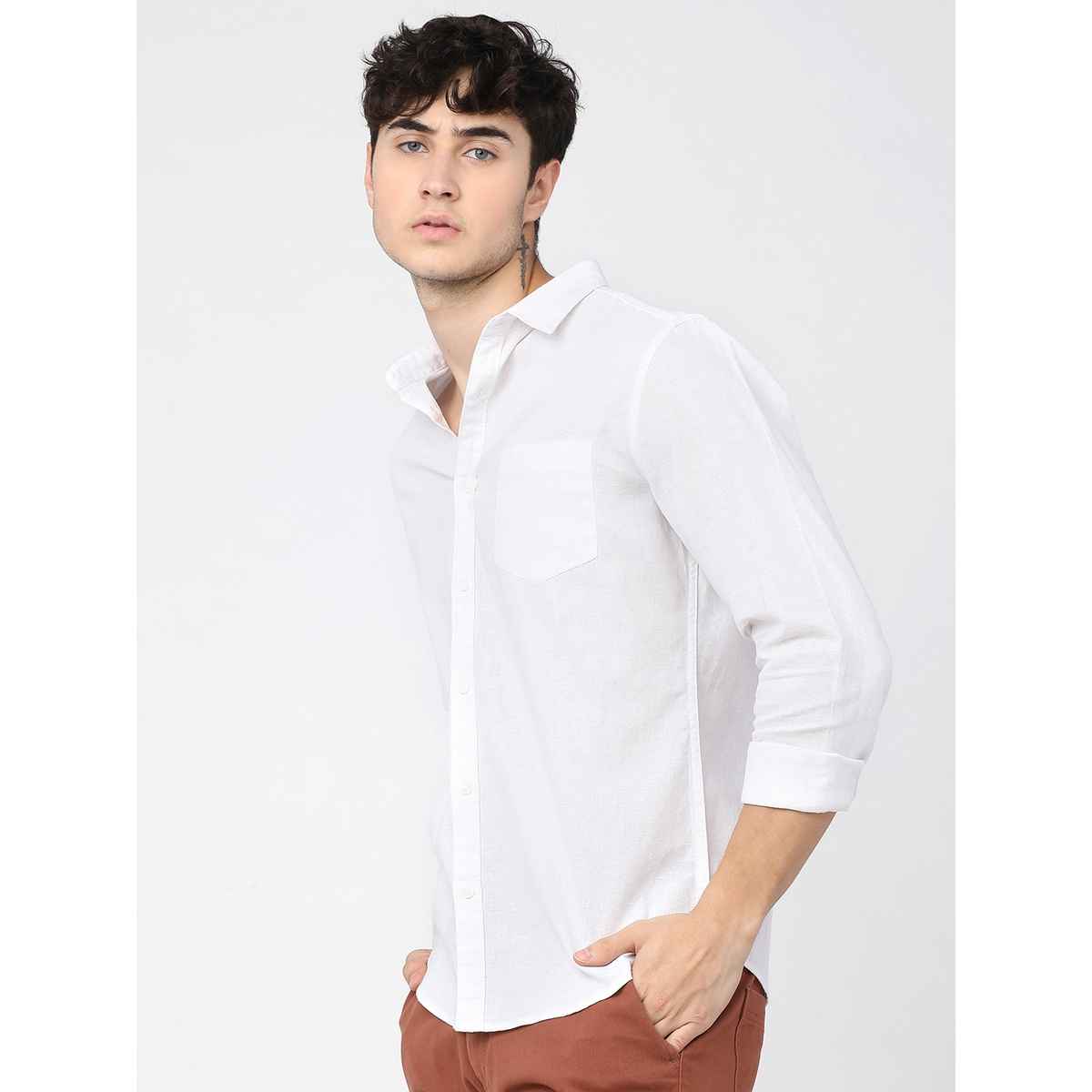 Ketch Men Solid Slim Fit Casual Cotton Shirt | White | S