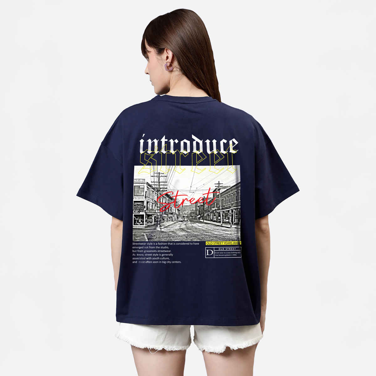 De Tees Women's Oversize Introduce T-shirt | Navy - L