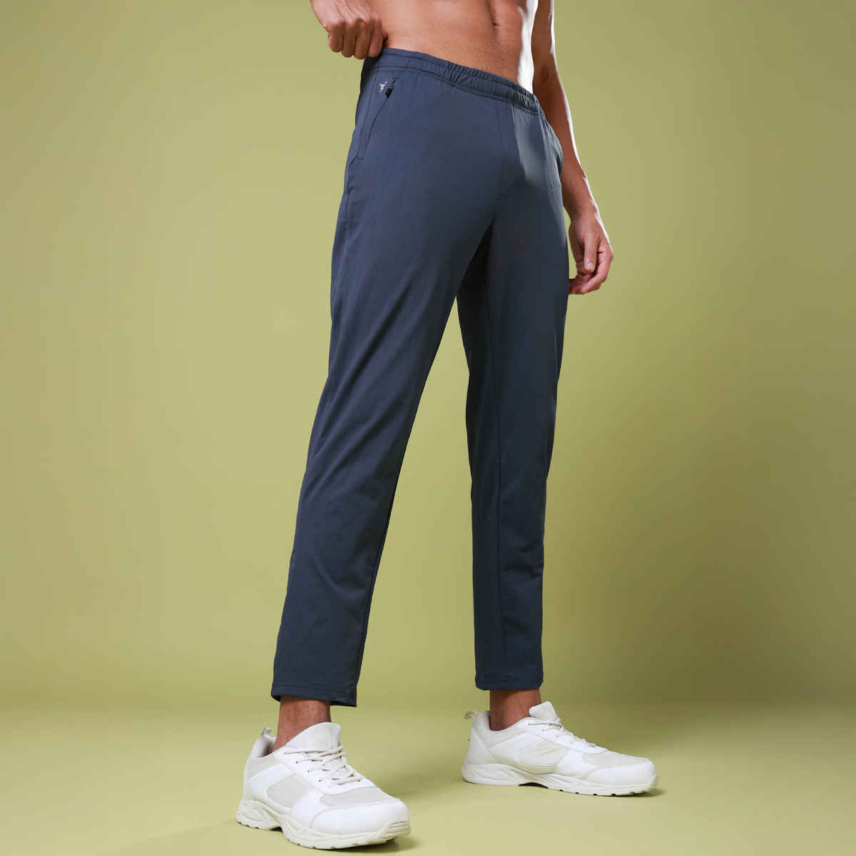 Technosport Men Poly Solid Relax Fit Sports Trackpants with ELASTO PLUS | Carbon Grey | XL