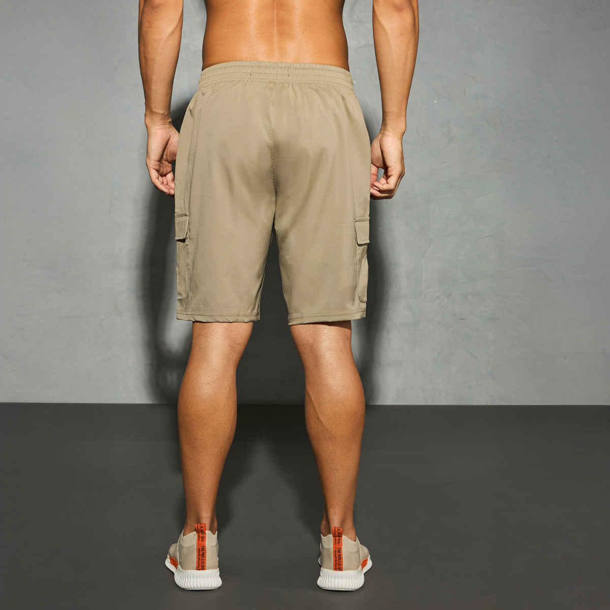 Technosport Men Poly Solid Slim Fit Sports Shorts with TS FLEXI | Khaki | L