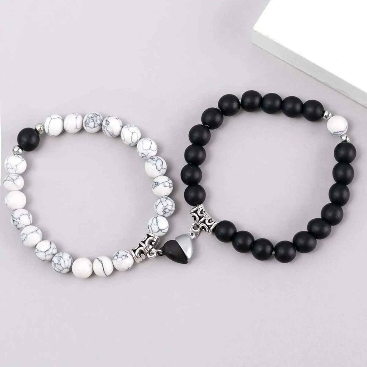 Black And White Magnetic Couple Bracelet
