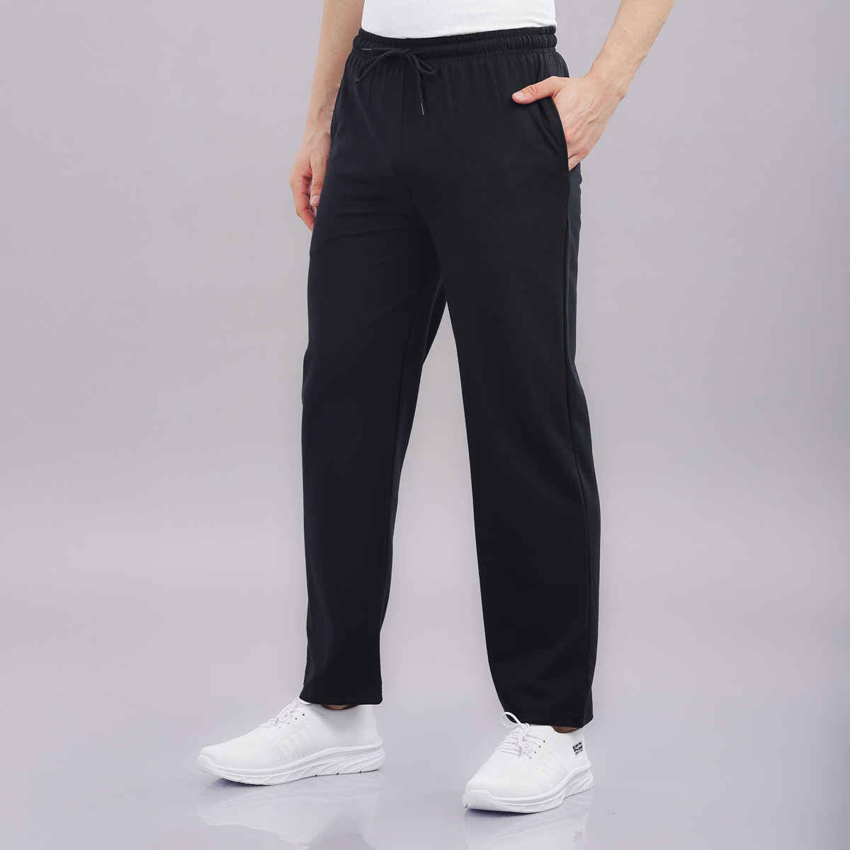 Springman Men's Solid Cotton Rich French Terry Baggy Track Pant | Black - XL