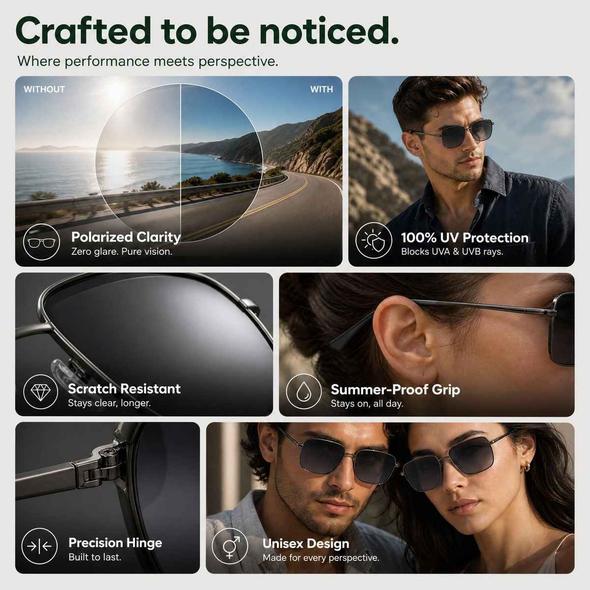 John Jacobs By Lenskart | Premium Polarized Sunglasses | Square | Medium-139mm | Gunmetal-Grey