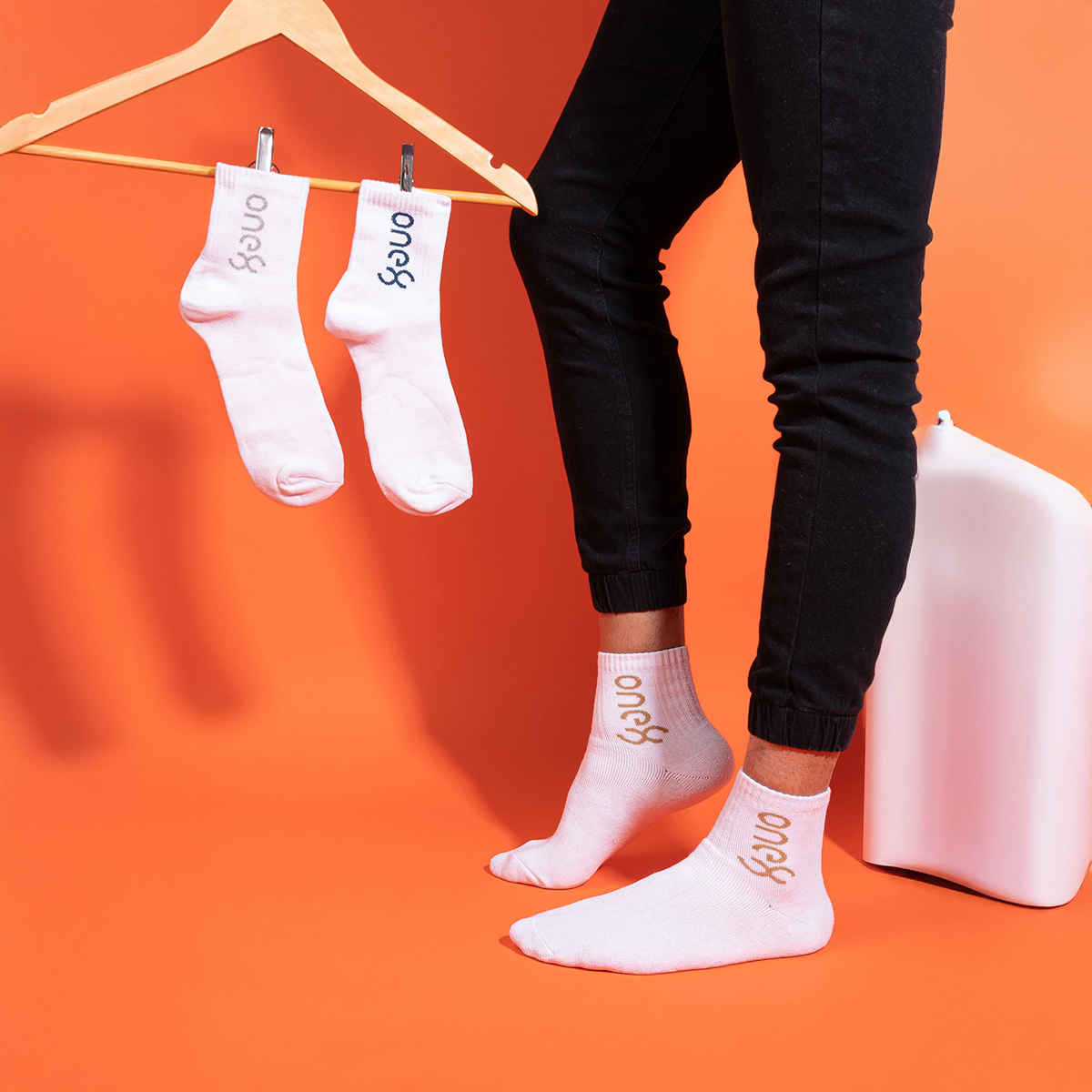 One8 Men's Cotton Ankle Length Socks | White - Free Size