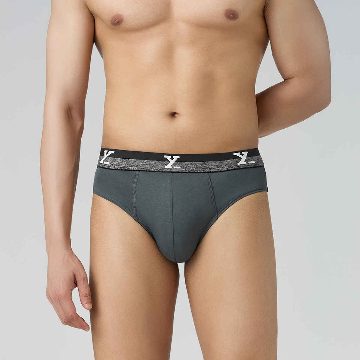 XYXX Men's Cotton Solid Briefs, Pack of 1, Anchor Grey| L