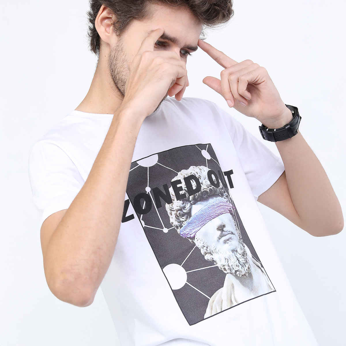 Highlander Men's Round Neck Short Sleeve Slim Fit T-shirt | White - XL