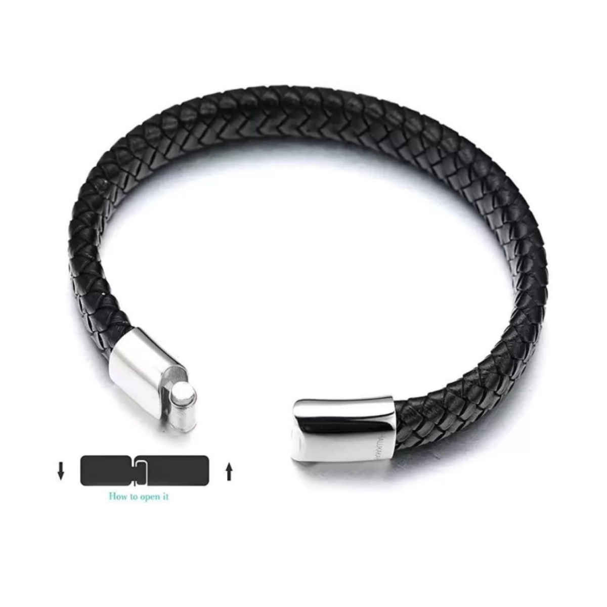 SALTY Alpha Avrum Leather Bracelet for Men and Boys| Anti-Tarnish | Black