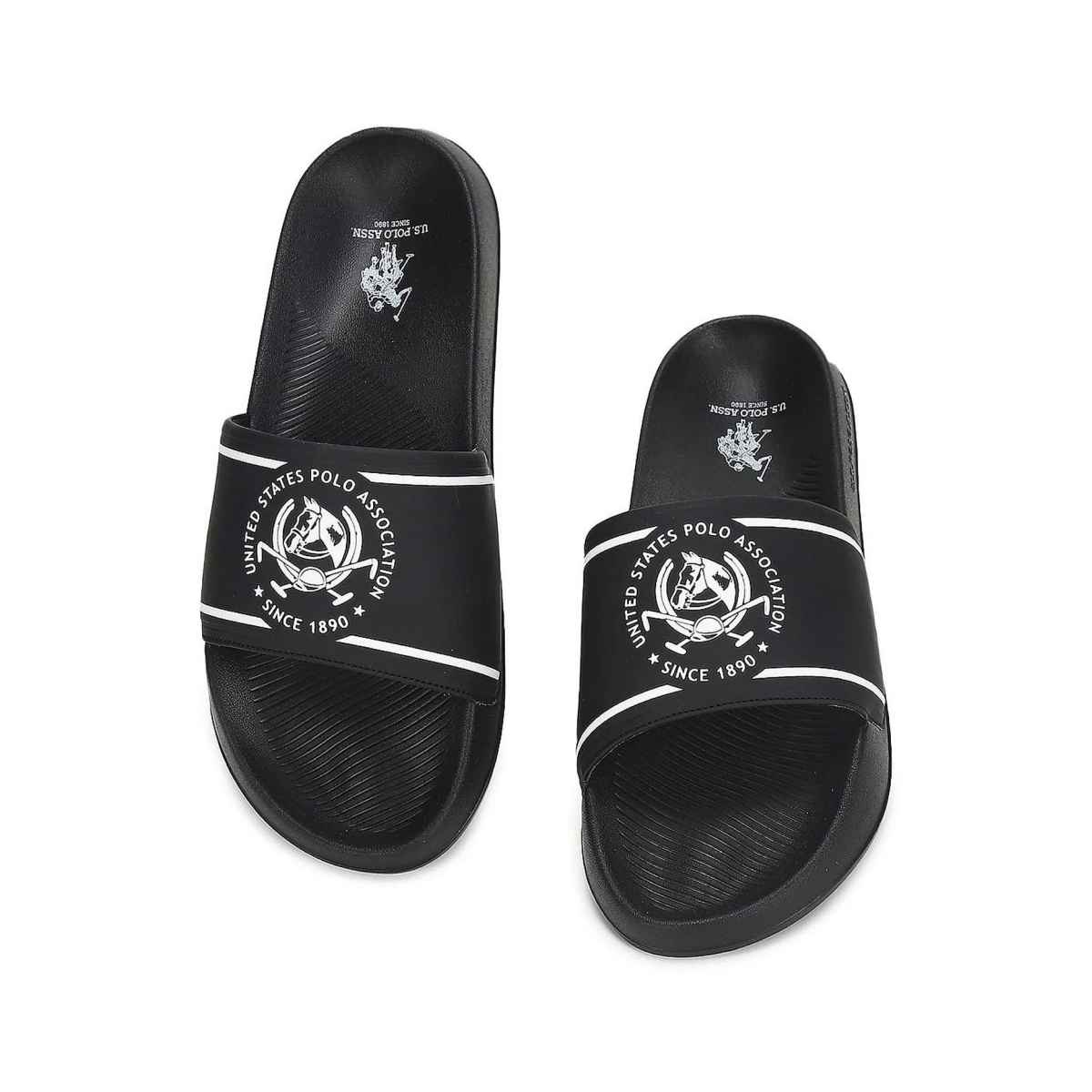 U.S. Polo Assn. Men's Men Brand Print Zane 5.0 Slides Black | UK 10