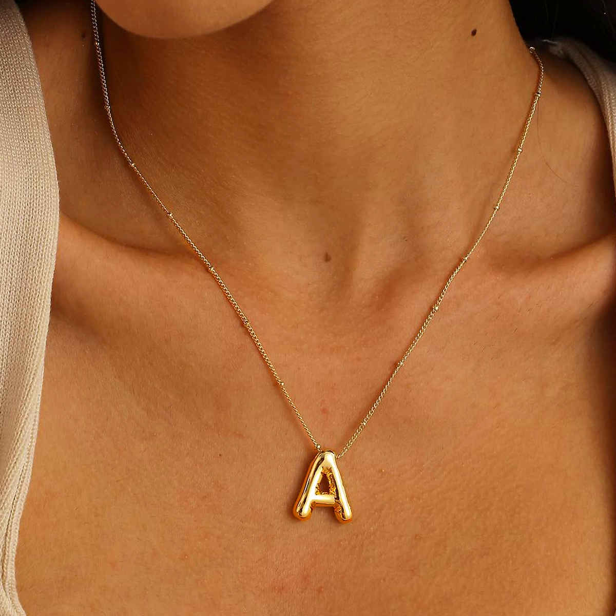 LabelShe Gold Plated Stainless Steel Alphabetical Letter 'A' Pendant Necklace | LS-PS-26419-A
