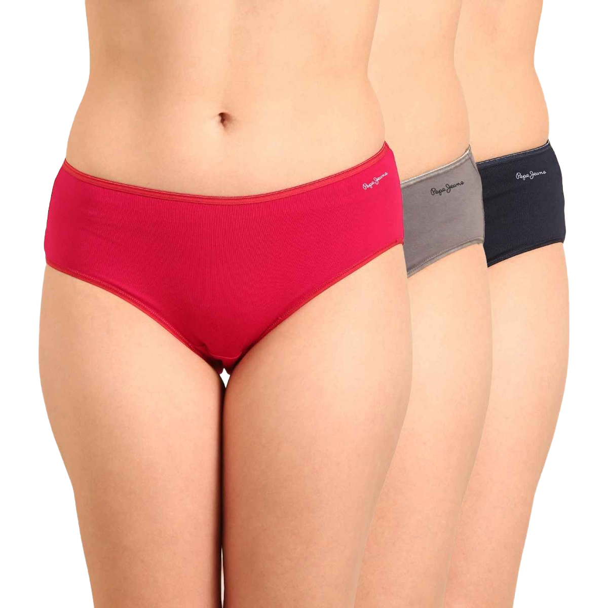 Pepe Jeans Womens Hot Pink Combo Premium 100% Cotton Women Hipster  - Pack of 3 (XL) Breathable