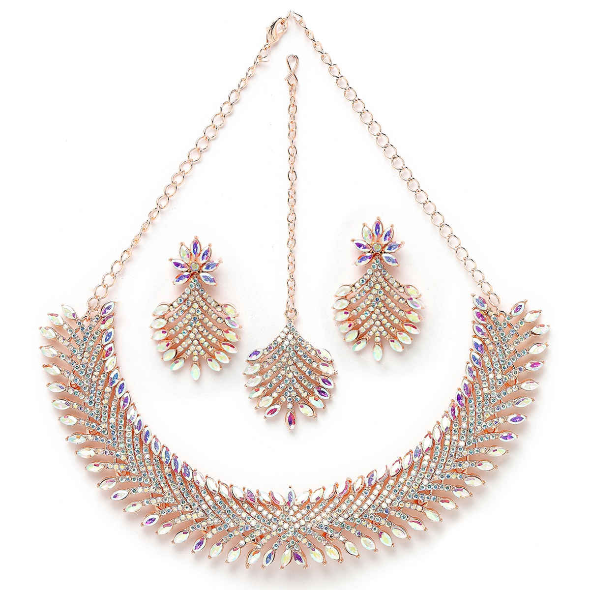 Sukkhi Graceful Rose Gold Plated Rose Gold Stone Studded Choker Necklace Set