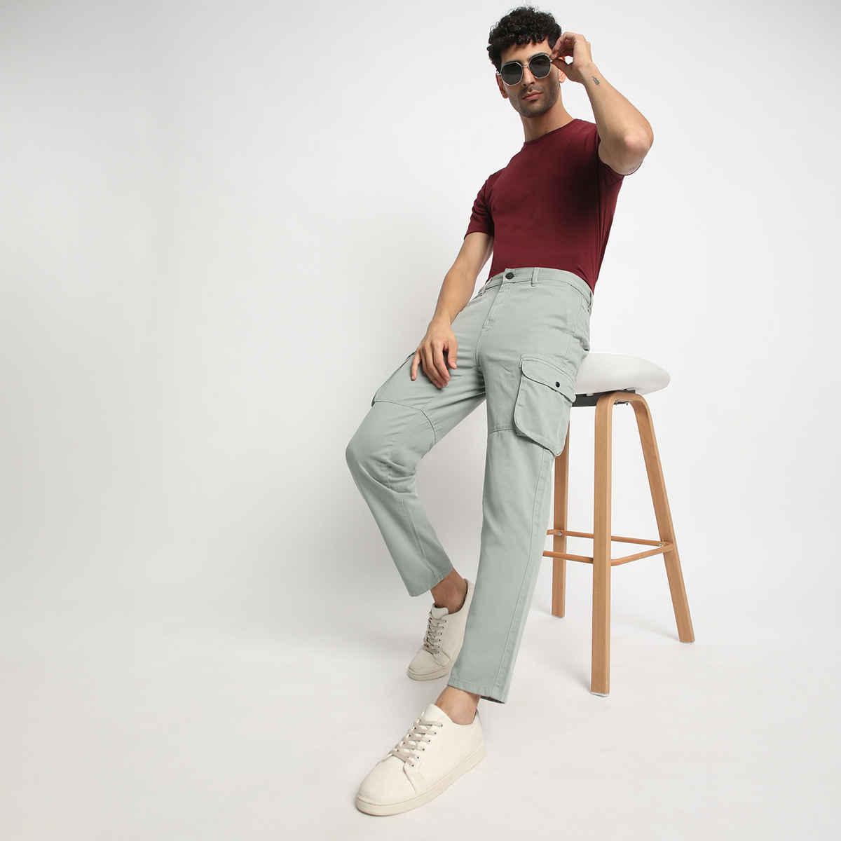 IVOC Men's Regular Fit Cargo Trousers | Grey - 32