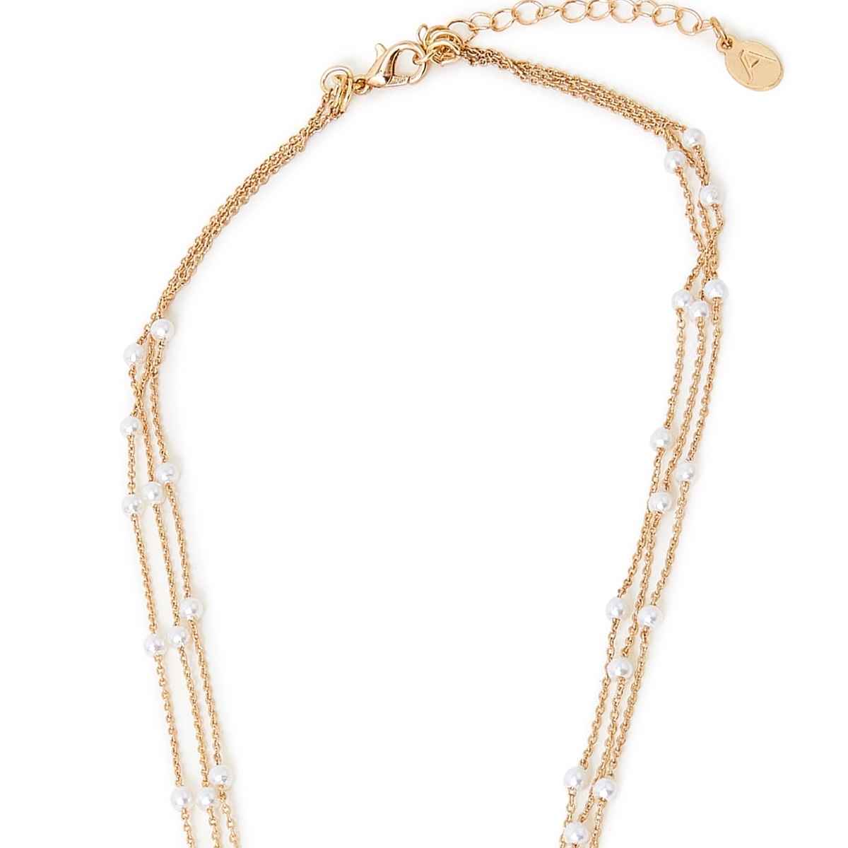 Accessorize London Women's Gold Layered Pearl Station Necklace - Gold