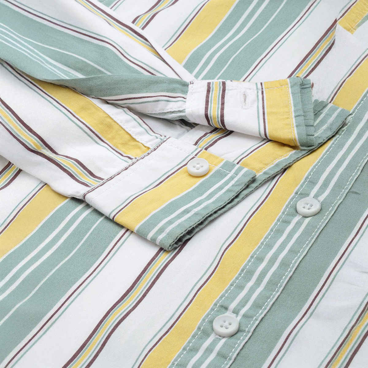 The Indian Garage Co Men's Regular Fit Striped Casual Shirt | Green - M