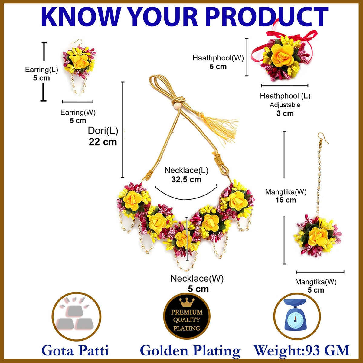 Zeneme Flower Wedding Jewellery Set For Women & Girls