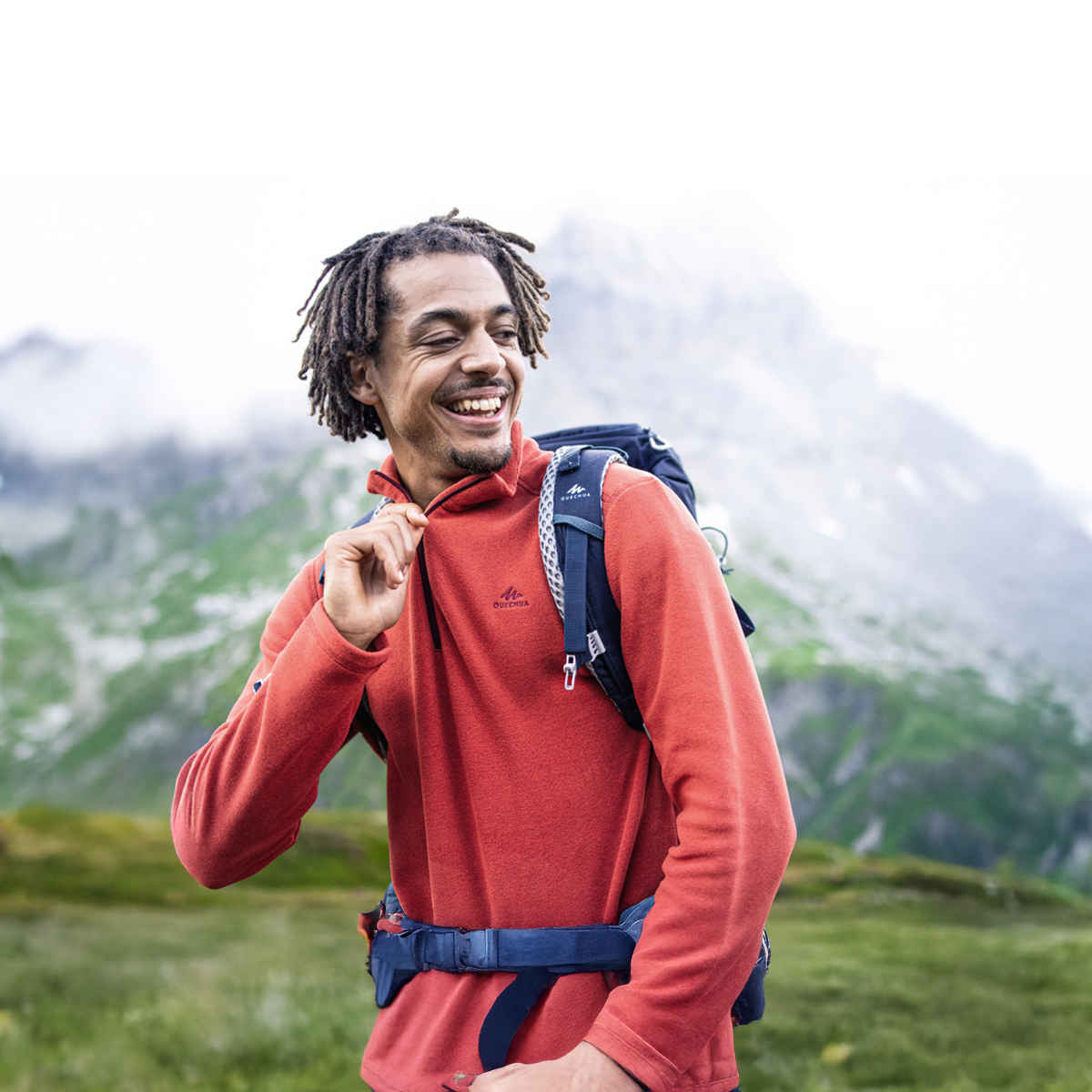 Decathlon | Quechua Men's Half Zip Fleece - Red, L