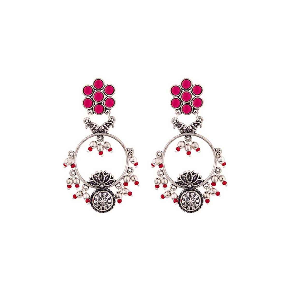 Voylla Abhira Floral Drop Style Hoop Earrings