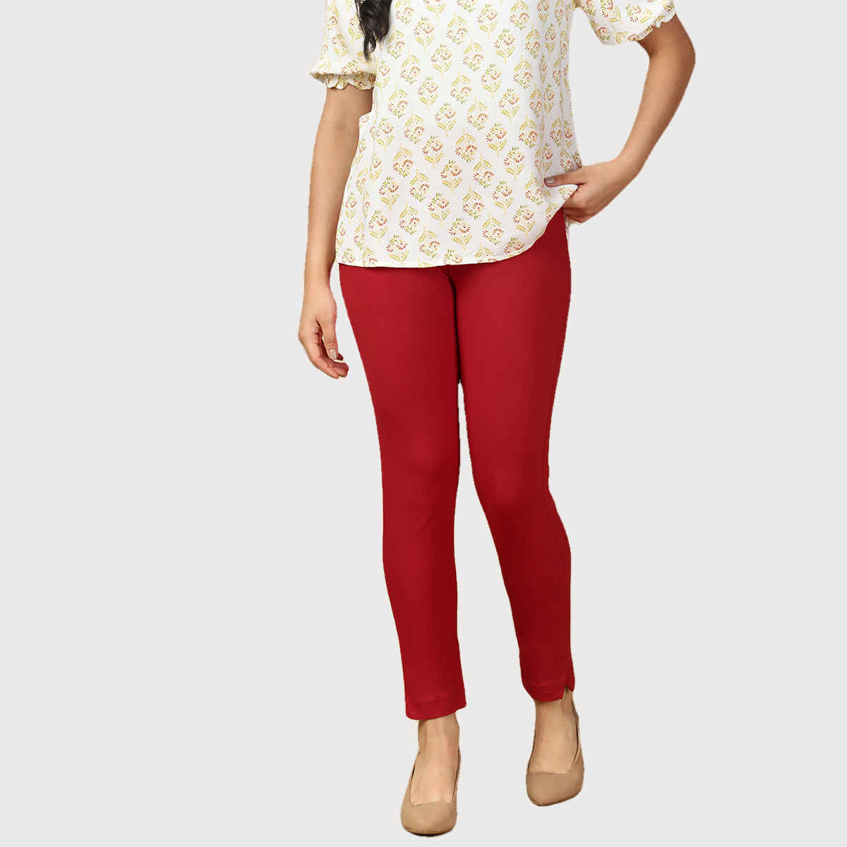 PYNK By Lux Cozi Women's Premium Modern Kurti Pants | Red | Free Size