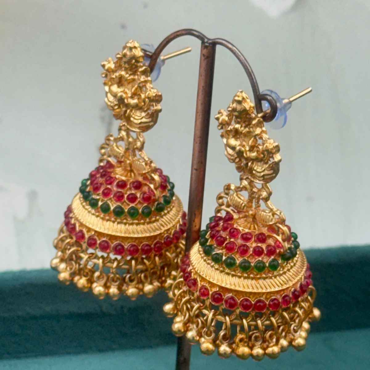 The Opal Factory Temple Jewelry Laxmi Jhumki Earrings | Gold