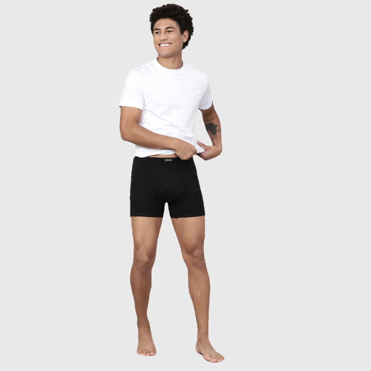 Levi's 010 Men's Comfort Boxer Brief | Contoured Double Pouch | Pack of 2 | Lt. Grey Mel,Black | S