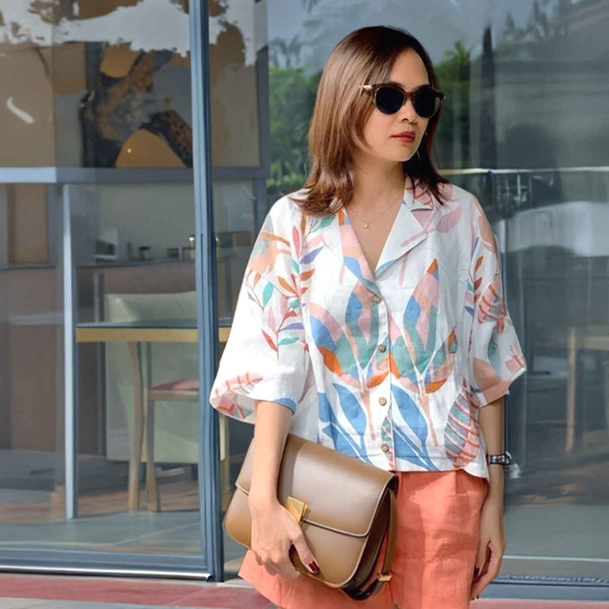 GoSriKi Women's Floral Printed Rayon Regular Fit Top | DIGOD | White - S