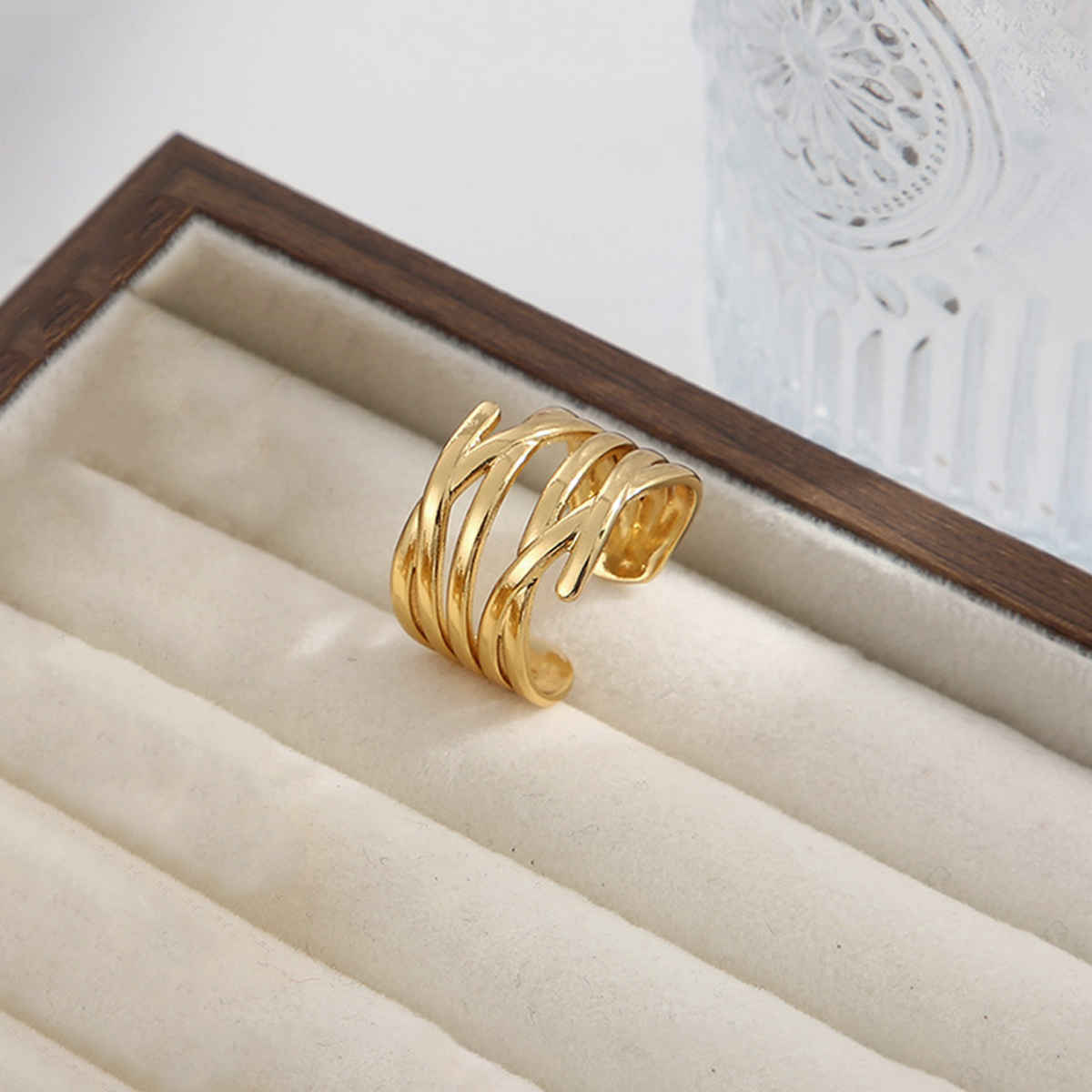 LabelShe Gold-Plated Stainless Steel Contemporary Adjustable Ring | LS-RNG-72200