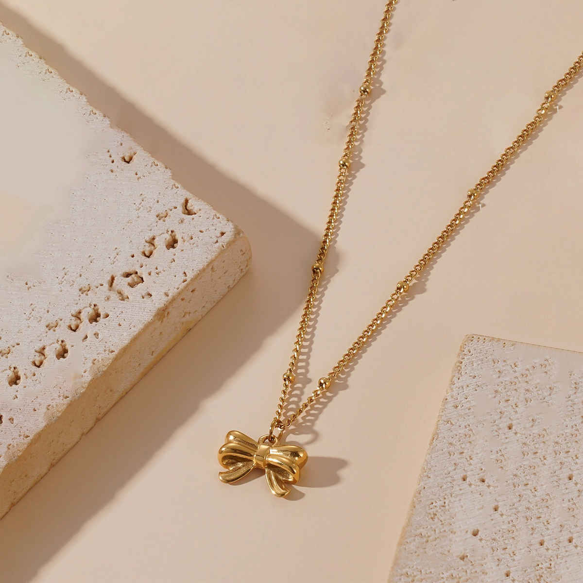 LabelShe Gold Plated Stainless Steel Bow Themed Pendant | LS-PS-26455