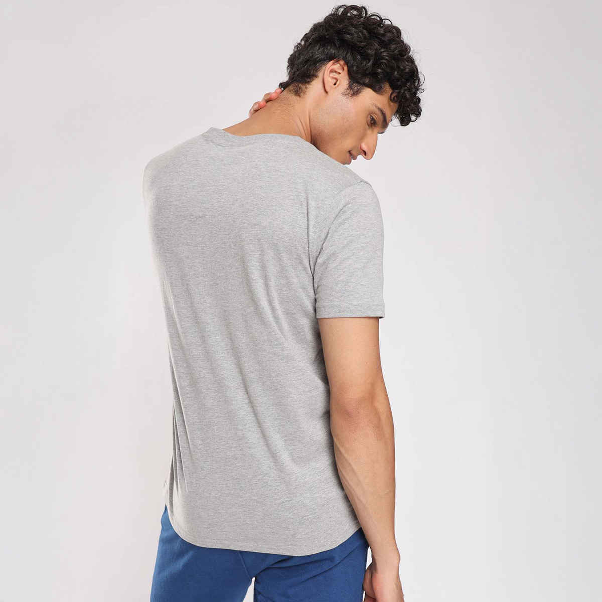 Nobero Men's Plain Classic Fit T-shirt | Grey Melange - S