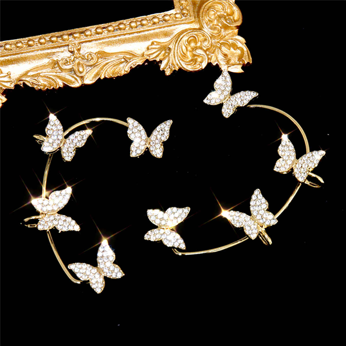 Jewels Galaxy Gold Plated Contemporary Butterfly Ear Cuffs Earrings (1 Pack 2 Ear Cuffs)