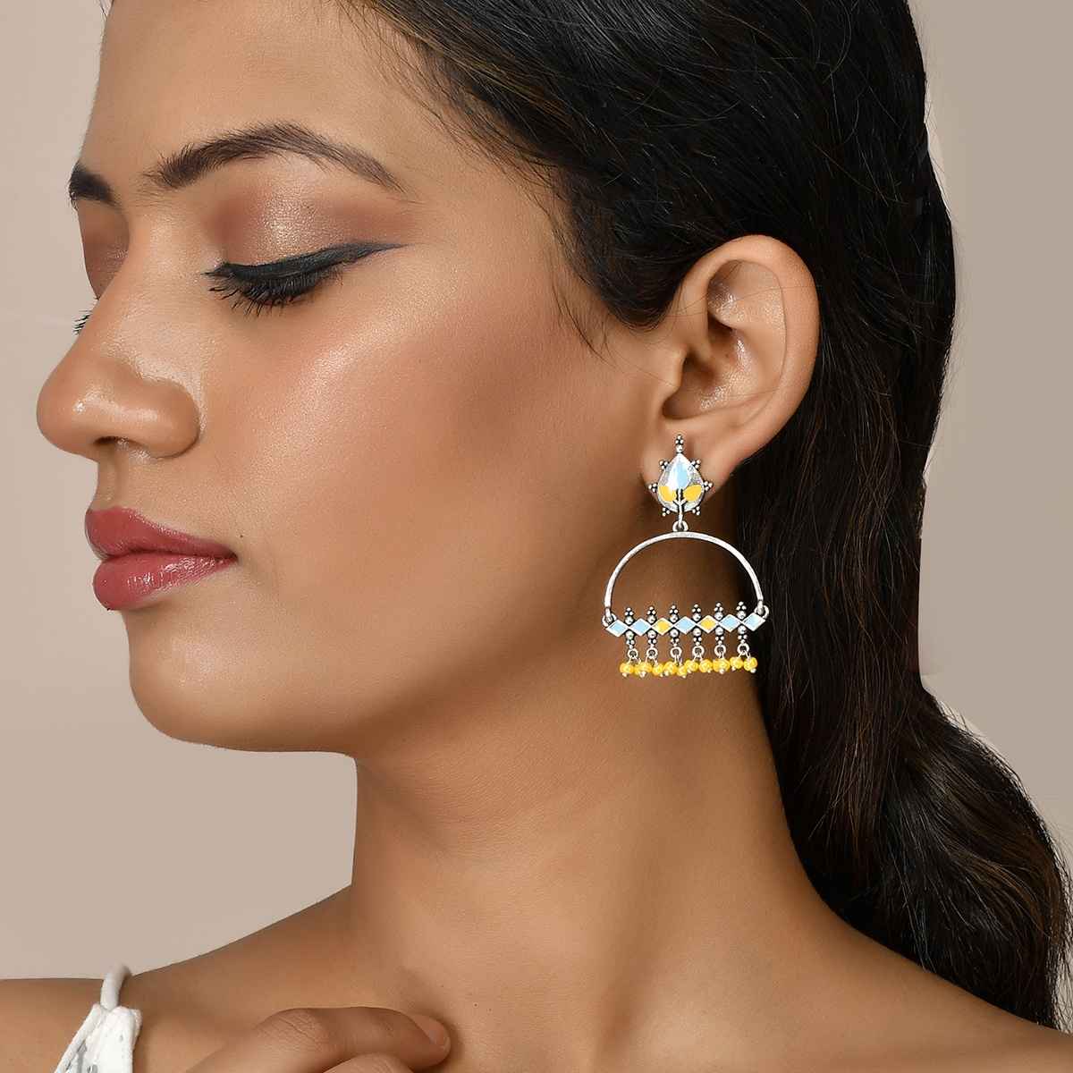 Voylla Bagh E Fiza Yellow Beads Earrings