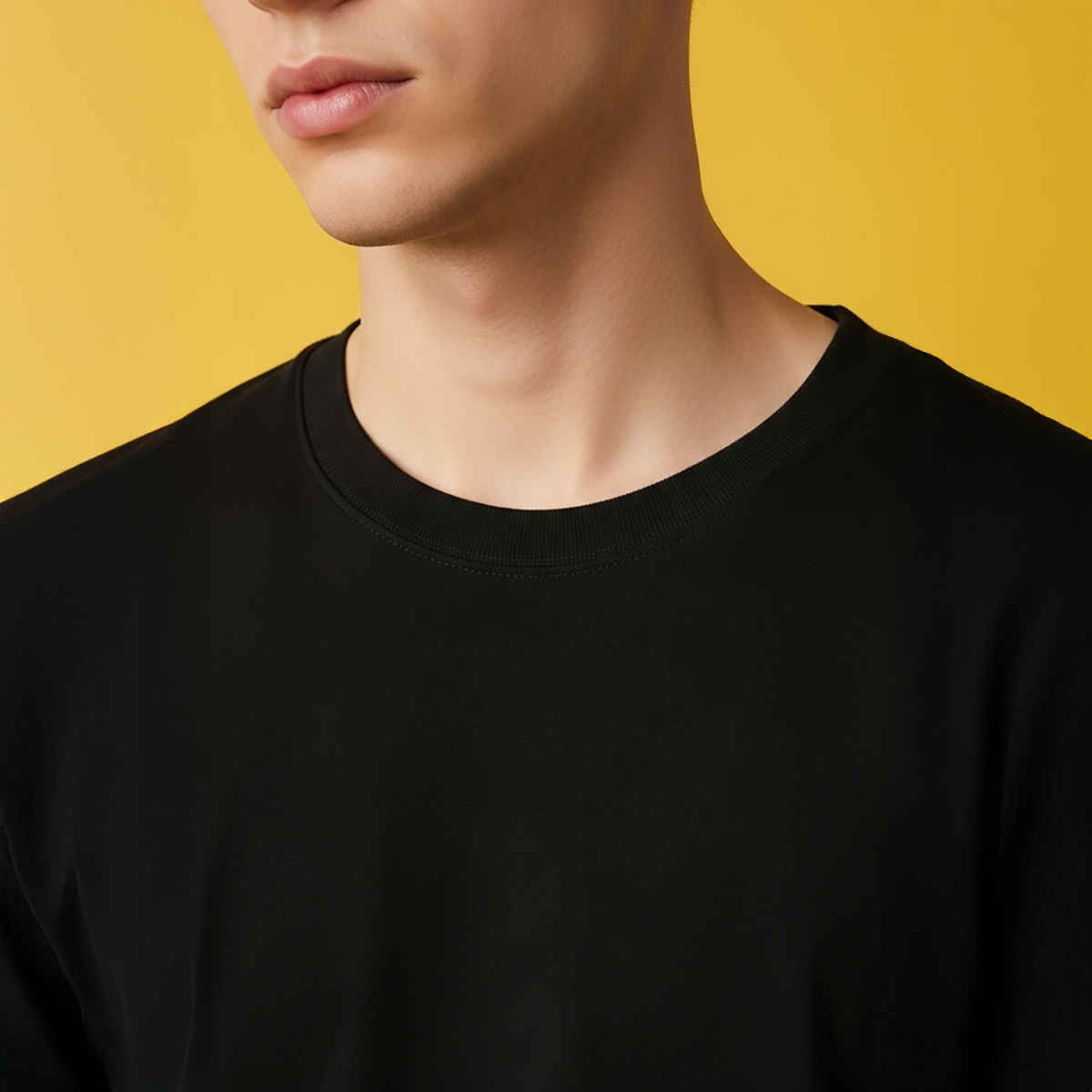 BENNY BROOKS Men's Round Neck half sleeve Oversized T-shirt |AA(ARN)BLACK43 | Black - XL