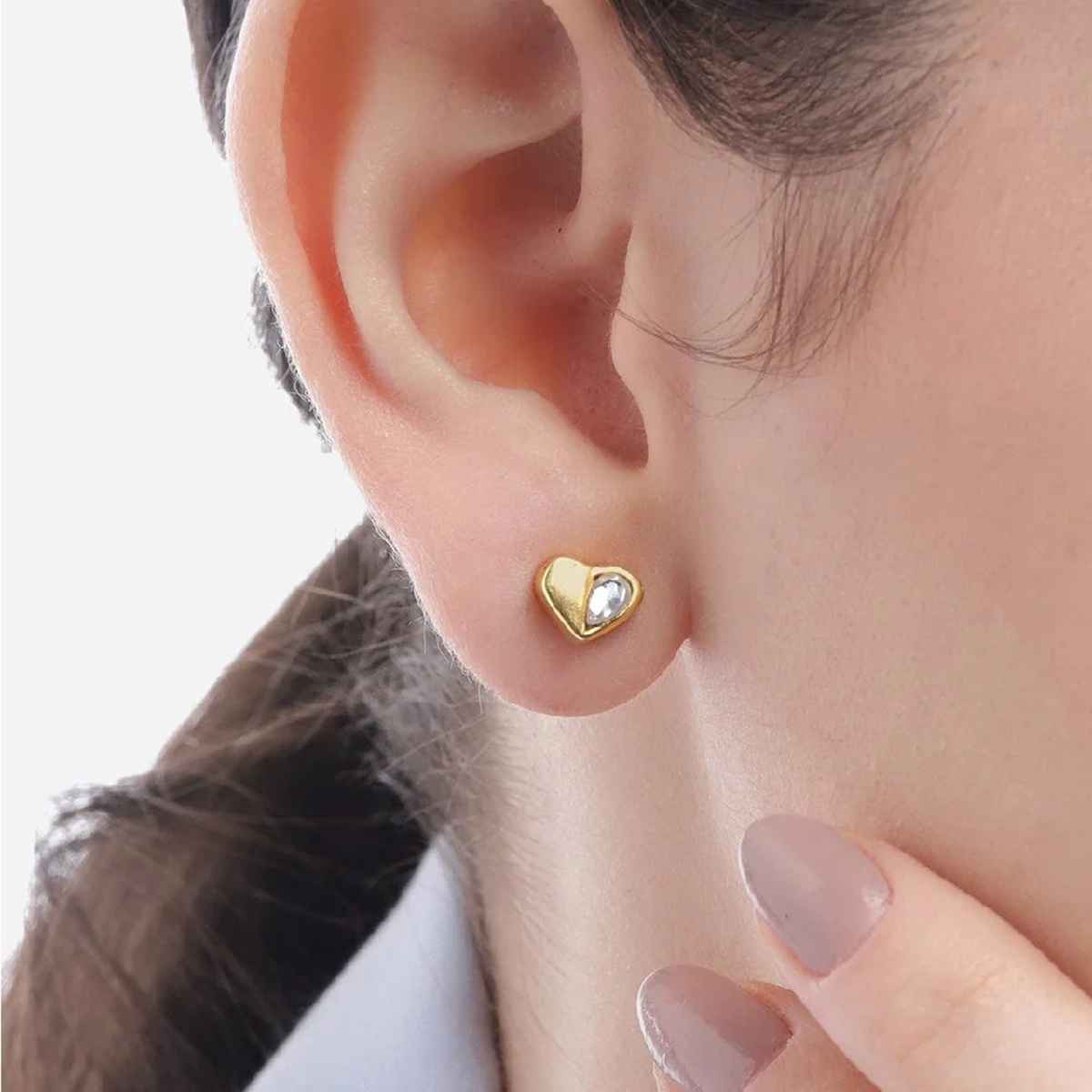 Unniyarcha 92.5 Silver Kundan Heart Earrings