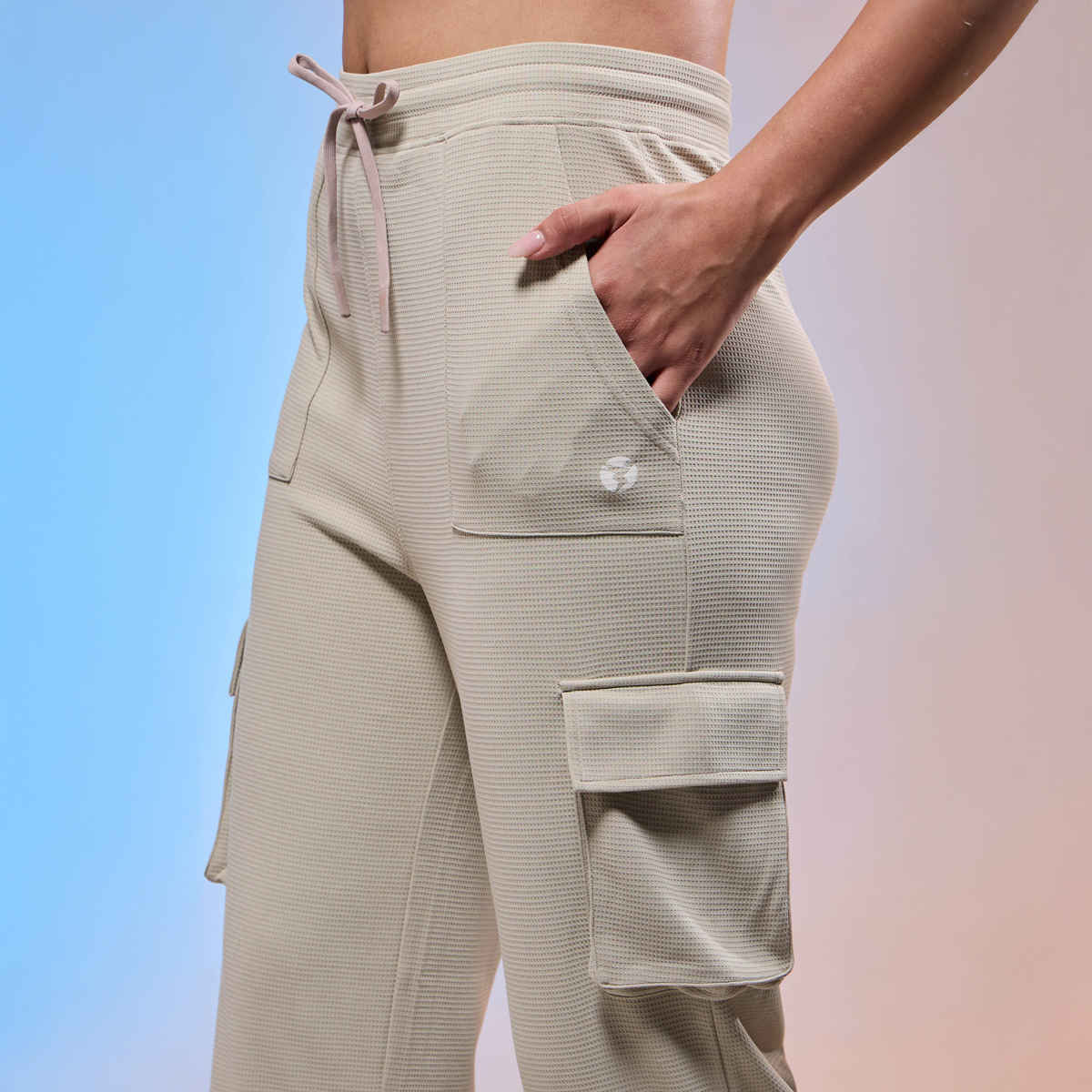 Technosport Women's Straight Fit Sports-Active Cargo Trackpants | Oyester Grey - S