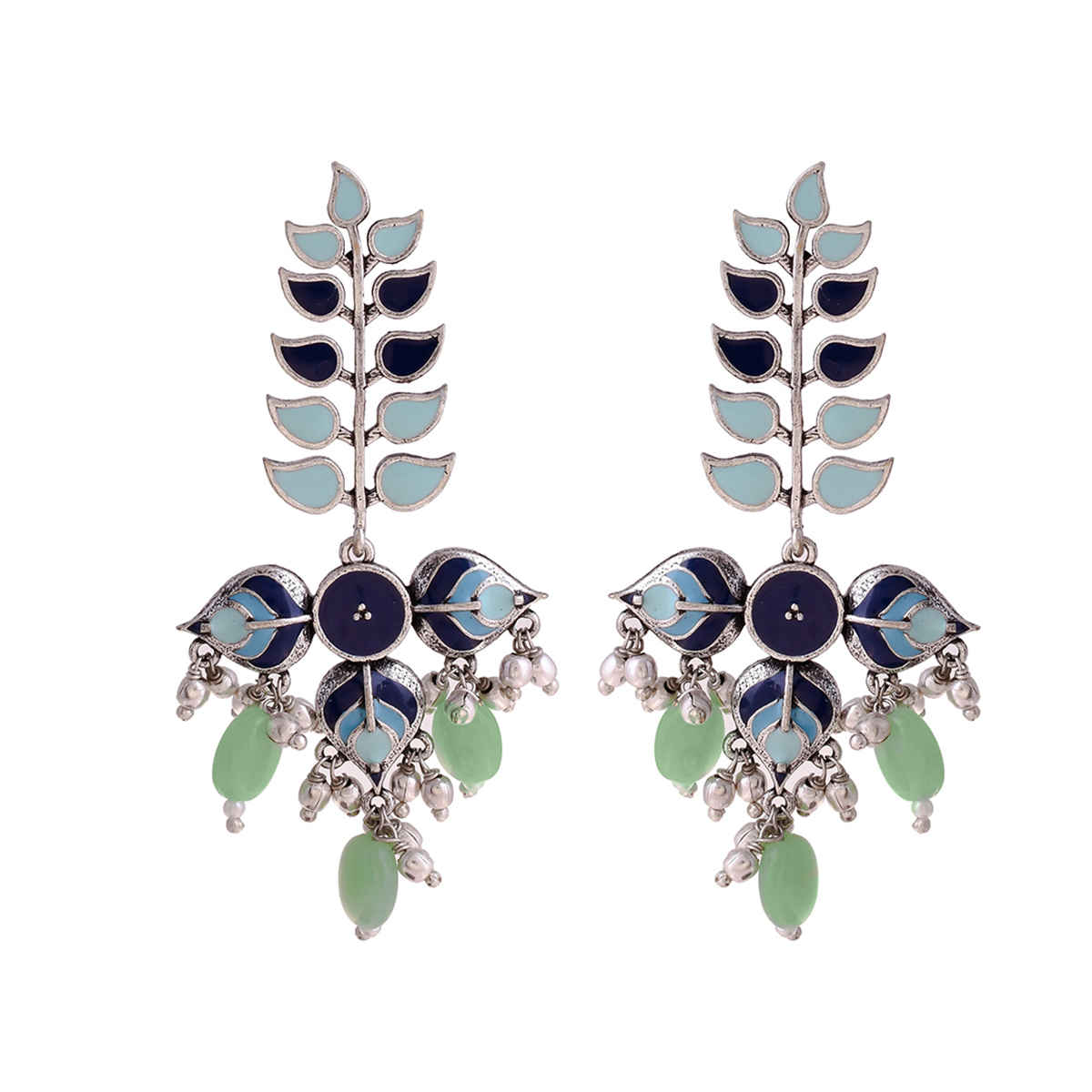Voylla Bagh E Fiza Leaves Long Drop Earrings