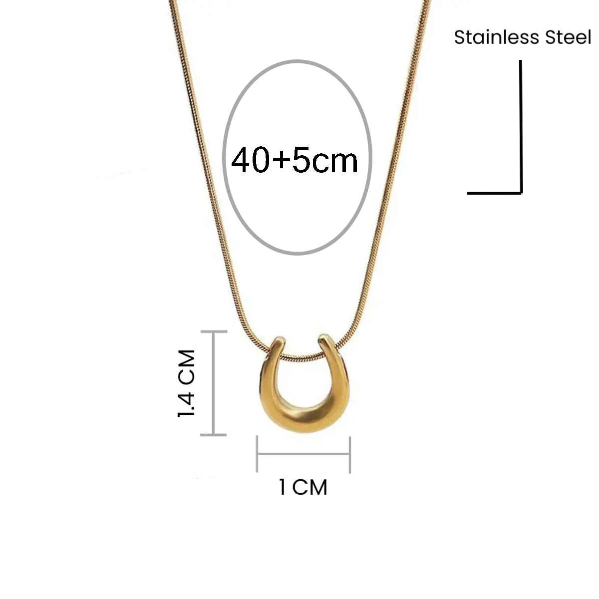 LabelShe Gold-Plated Stainless Steel U Shaped Pendant Necklace | LS-PS-26446