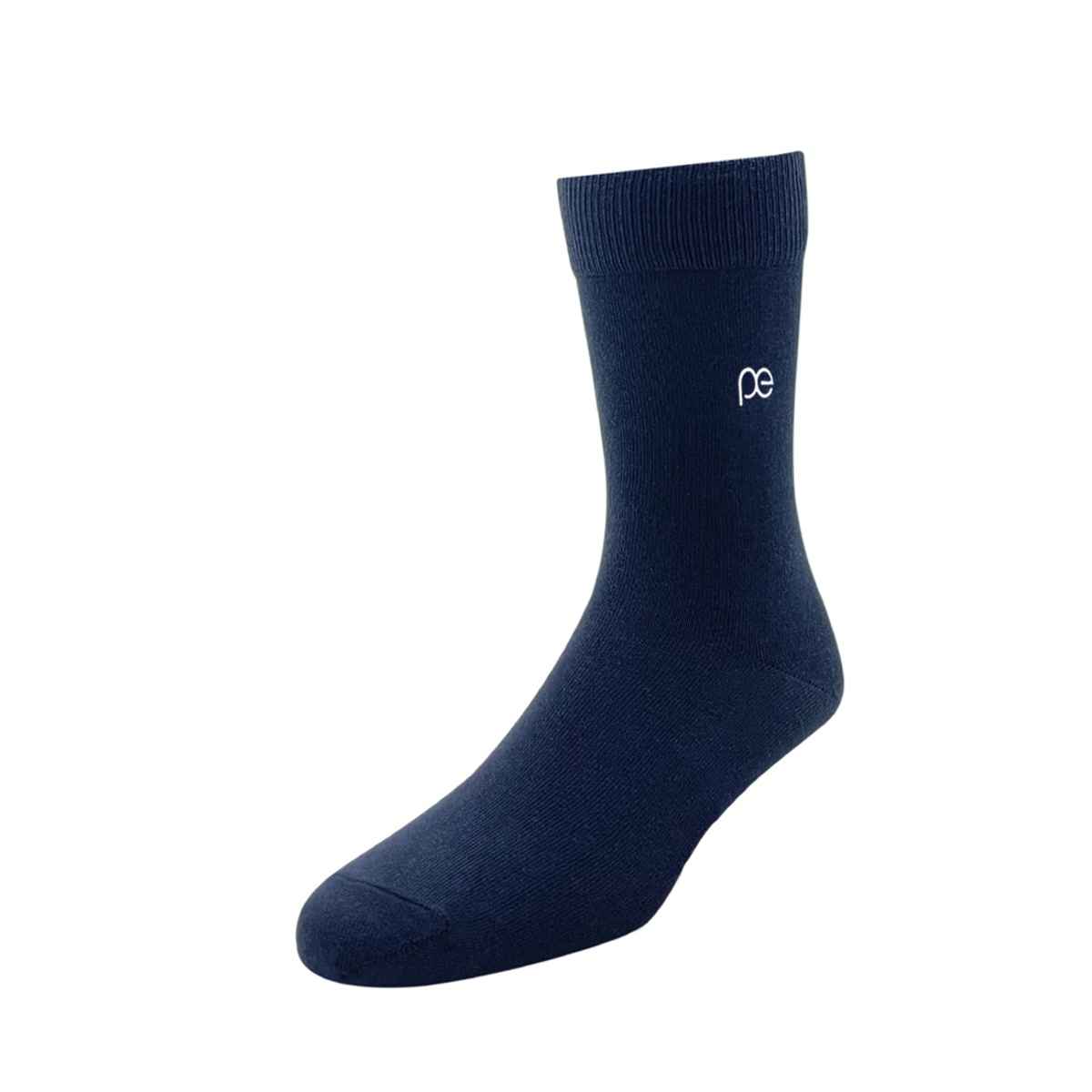 Peter England Men's Solid Cotton Full Length Socks | Navy - Free Size