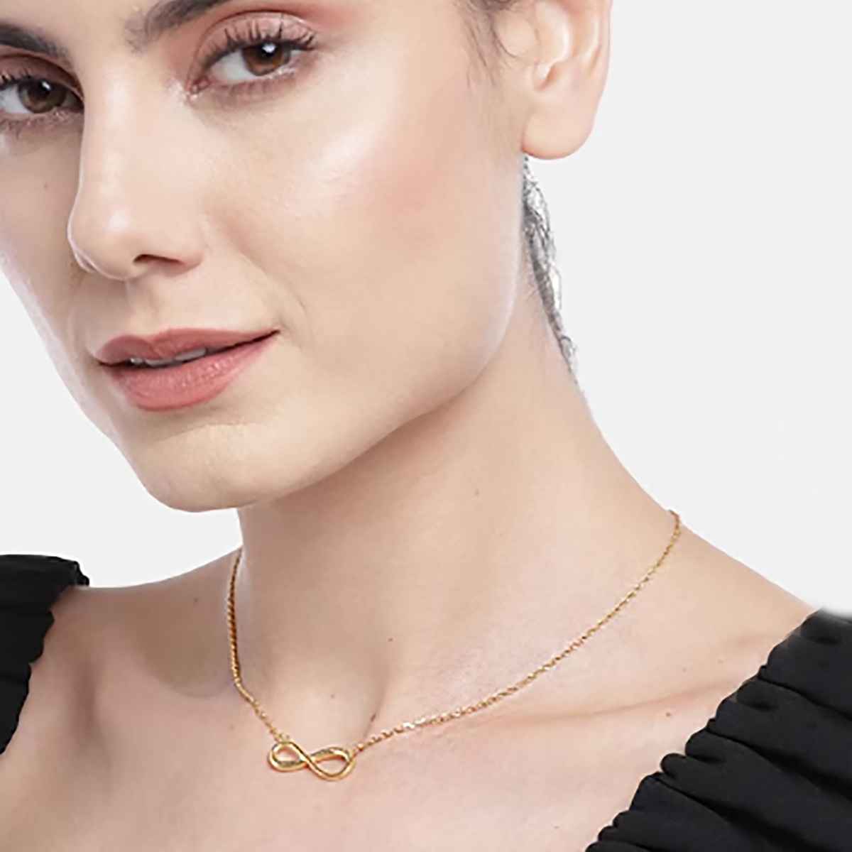 Carlton London 18kt Gold Plated with CZ Infinity Necklace for women FJN3776