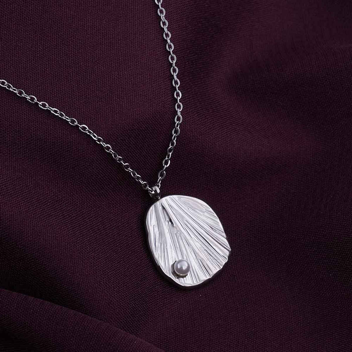 Palmonas Oyster With Tiny Pearl Necklace- 18K White Gold Plated